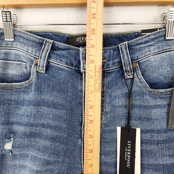 Liverpool Jeans Women 2 26 Blue Mid Rise Charlie Crop Skinny Stretch Cuffed NEW - Picture 5 of 13